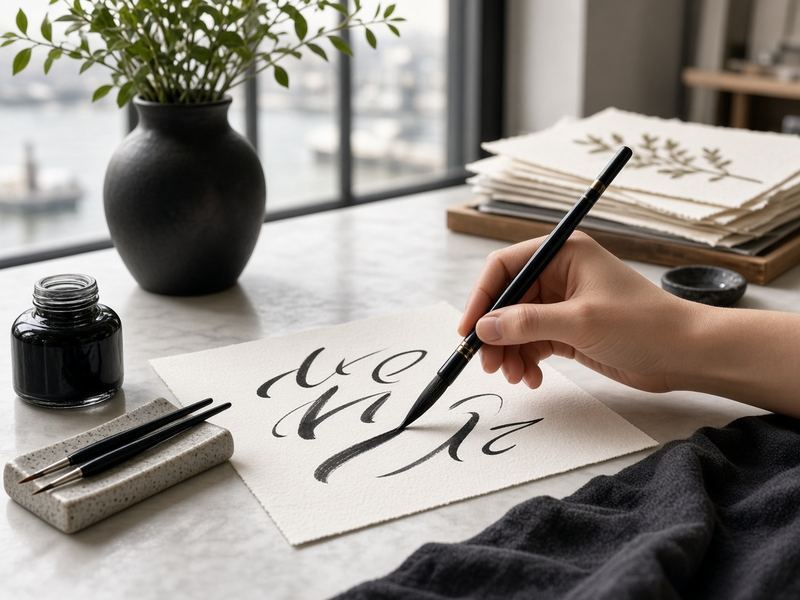 Brush lettering at Disagaviat Atelier