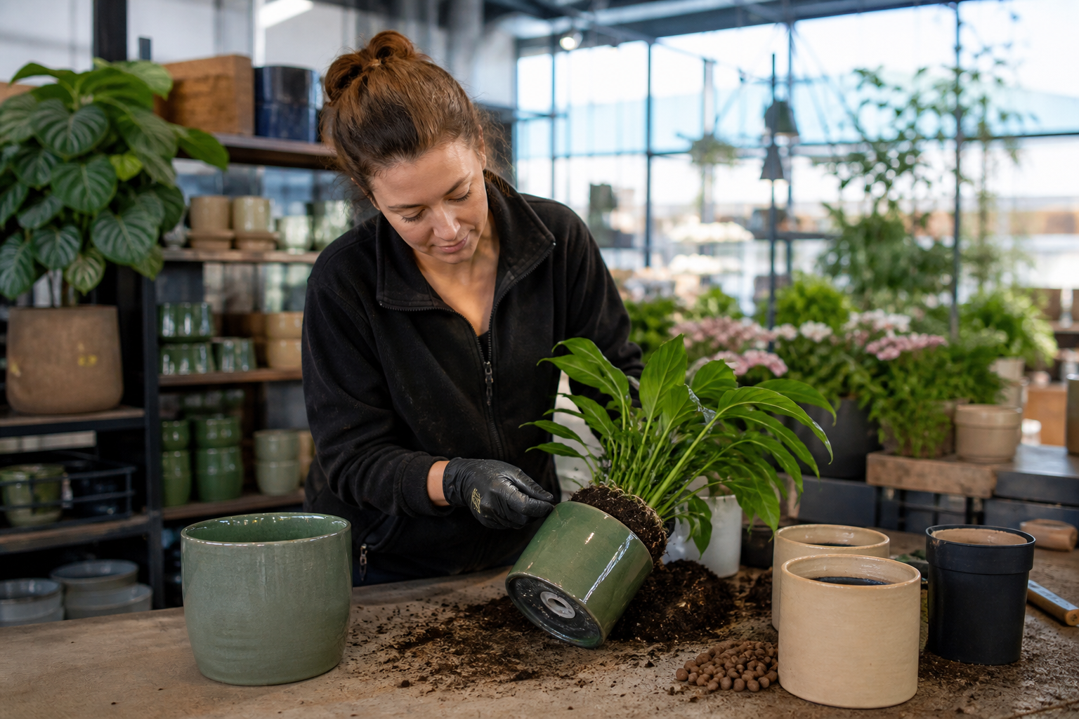 Repotting bench at Studio Disagaviat